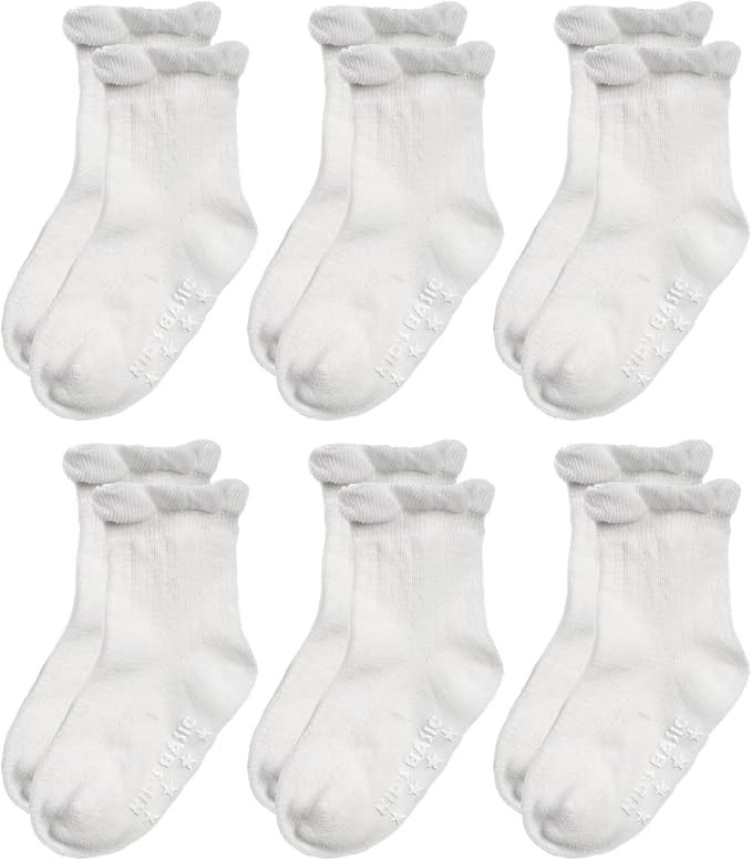 EPEIUS Baby-Girls Non Slip Ruffle Frilly Ankle Socks Pointelle (Pack of 3/6) | Amazon (US)