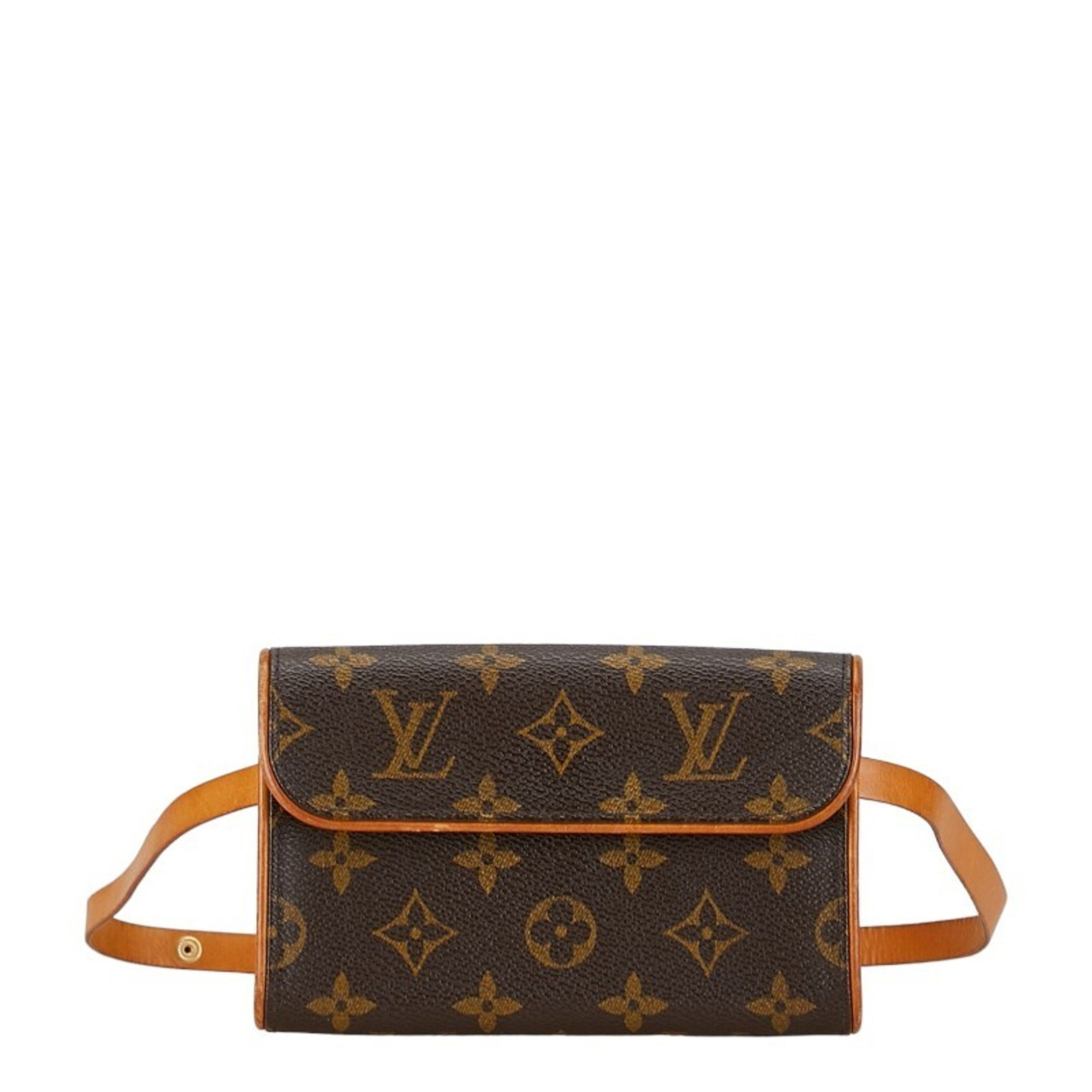Pre-Owned Louis Vuitton Monogram Pochette Florentine XS Body Bag Waist Shoulder M51855 Brown PVC ... | Walmart (US)