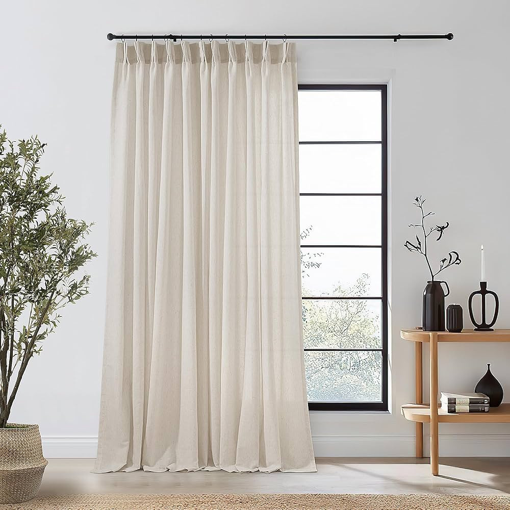 Extra Wide Beige Pinch Pleated Linen Curtains 84 Inches Long 72 Inch Wide for Living Room Bedroom... | Amazon (CA)