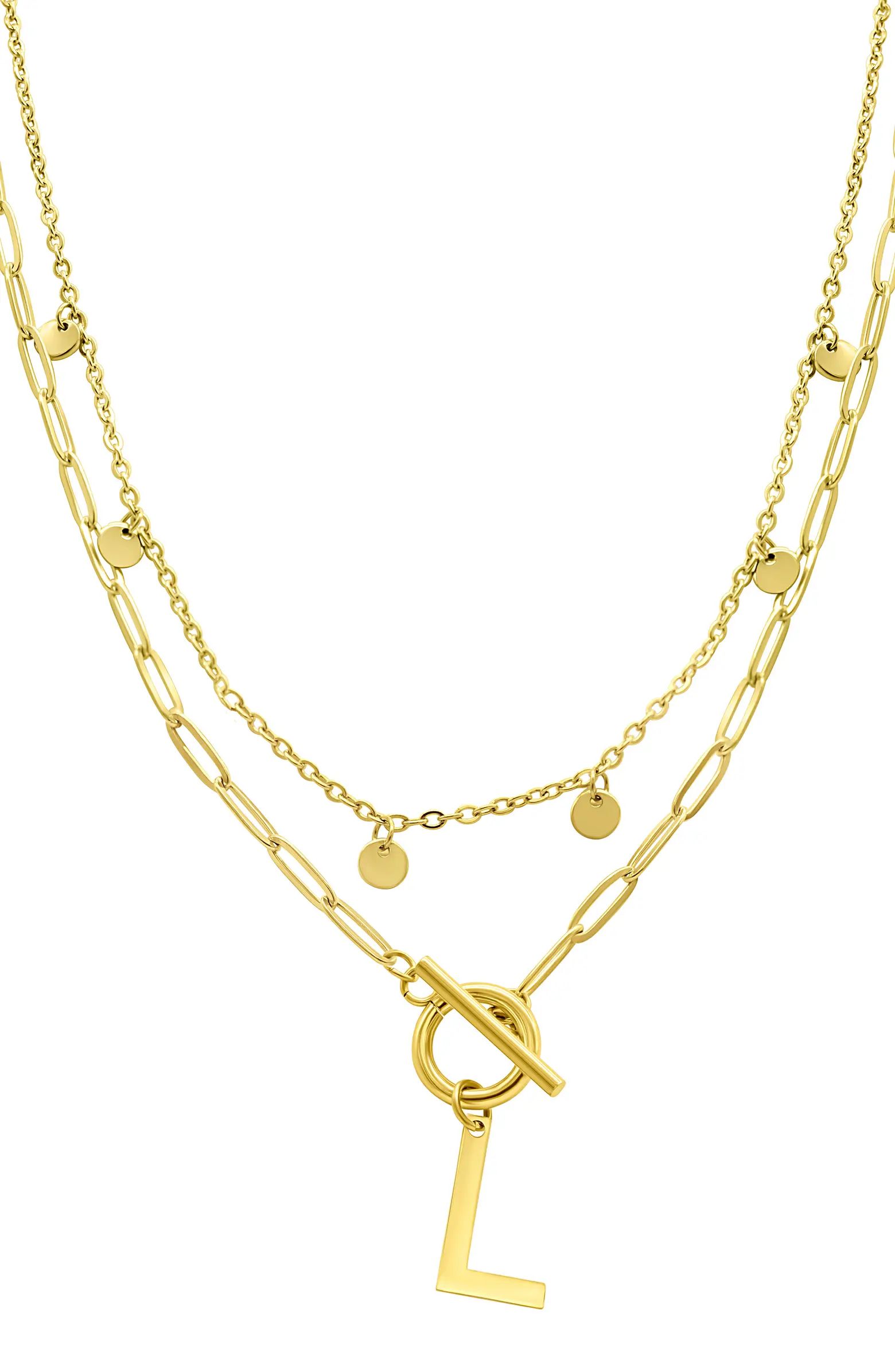 Initial Pendant Layered Chain Necklace | Nordstrom Rack