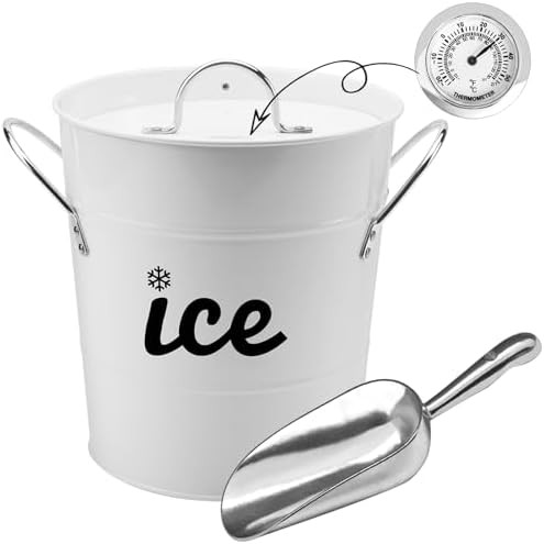 Double Wall Ice Bucket with Thermometer, Metal Wine Chiller Bucket with Lid & Scoop - for Champag... | Amazon (US)