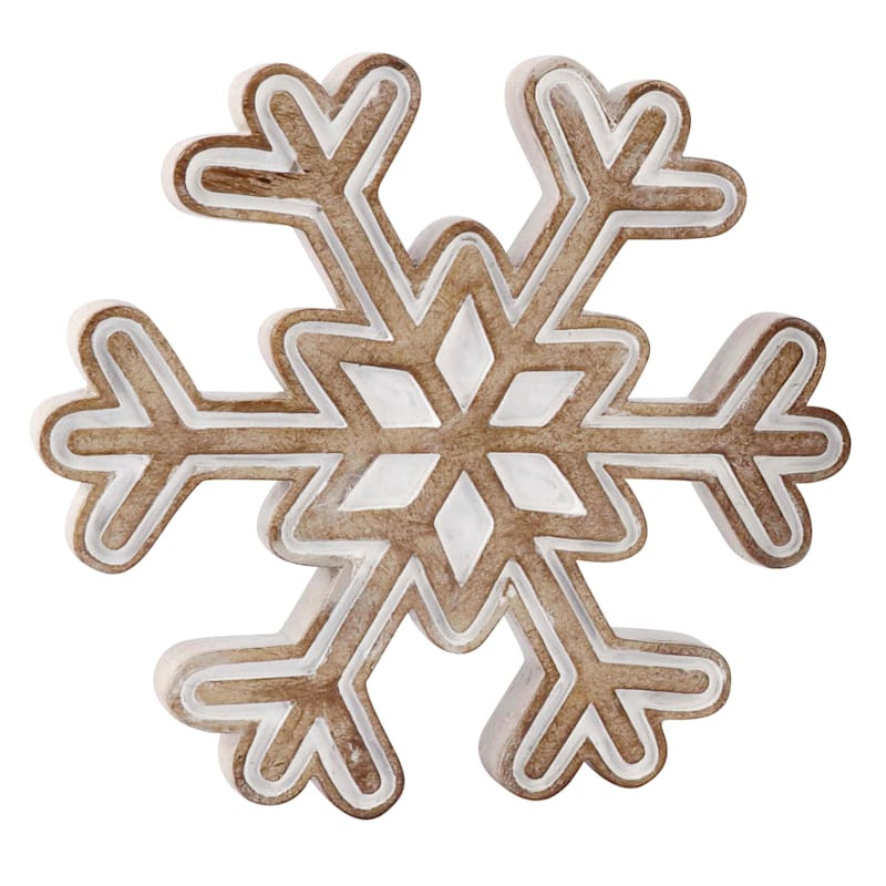 Brown & White Snowflake Decor, 7" | At Home