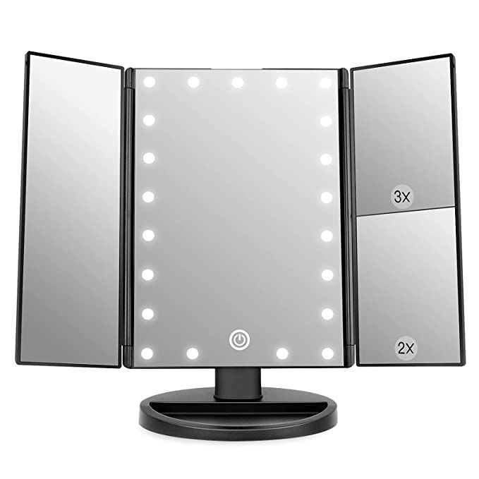 WEILY Makeup Mirror with 21 LED Lights,Two Power Supply, Touch Screen and 1x/2x/3x Magnification ... | Amazon (US)