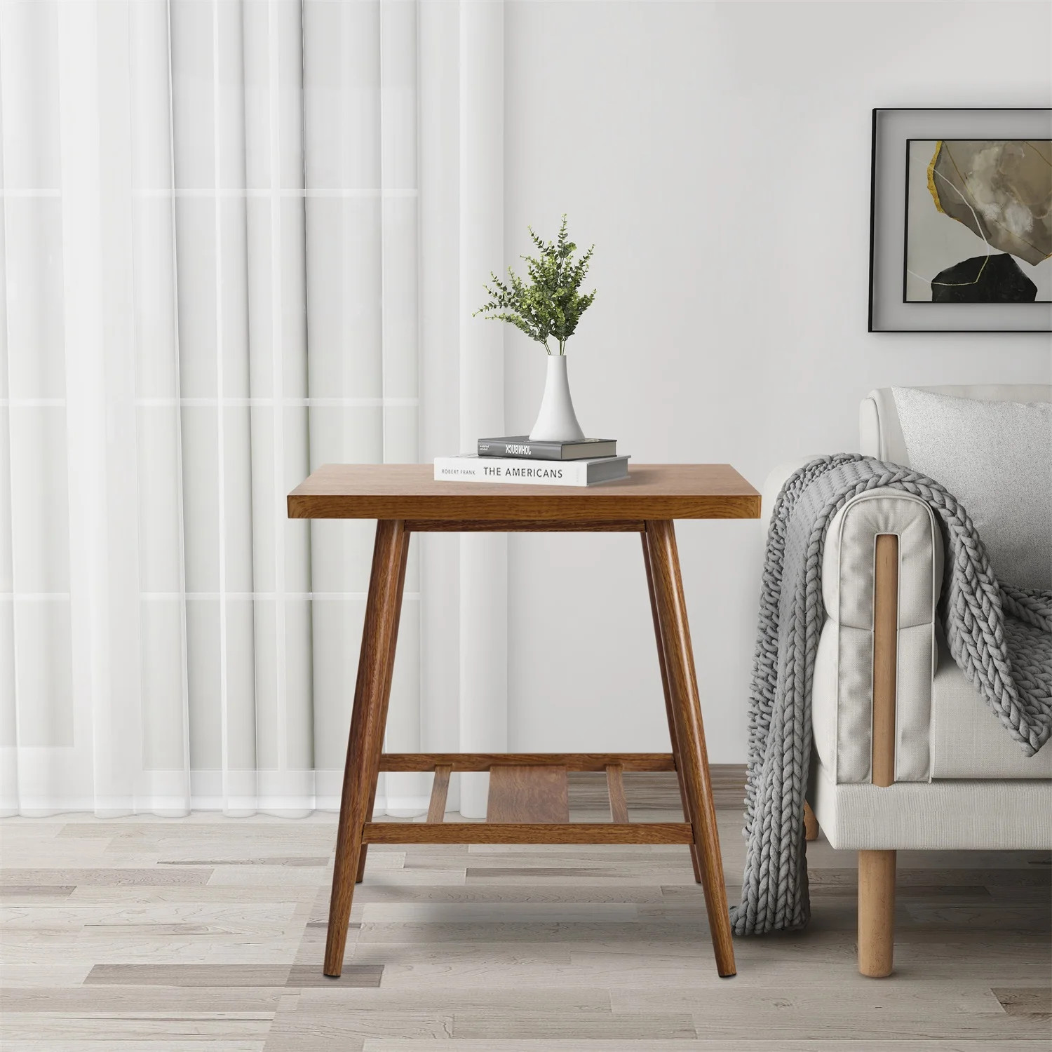 Kadyn 19.7" Square End Table, Metal Side Table for Living Room, Brown Mid Century Modern End Tabl... | Walmart (US)