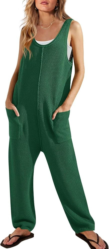 SENSERISE Womens Knit Jumpsuits Sweater Romper One Piece Loungewear Sleeveless Long Pants Overall... | Amazon (US)