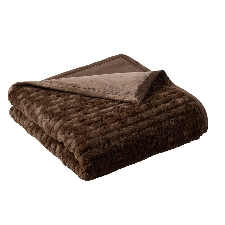 Better Homes & Gardens Brown Twisted Rib Faux Fur Throw, 50" x 72" | Walmart (US)