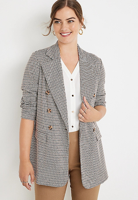 Plaid Boyfriend Blazer | Maurices