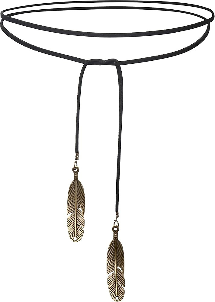 Amazon.com: Doubnine Boho Feather Choker Wrap Versatile Necklace Vegan Suede Lariat Gothic Brown ... | Amazon (US)