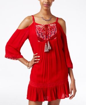 American Rag Embroidered Cold-Shoulder Dress, Only at Macy's | Macys (US)