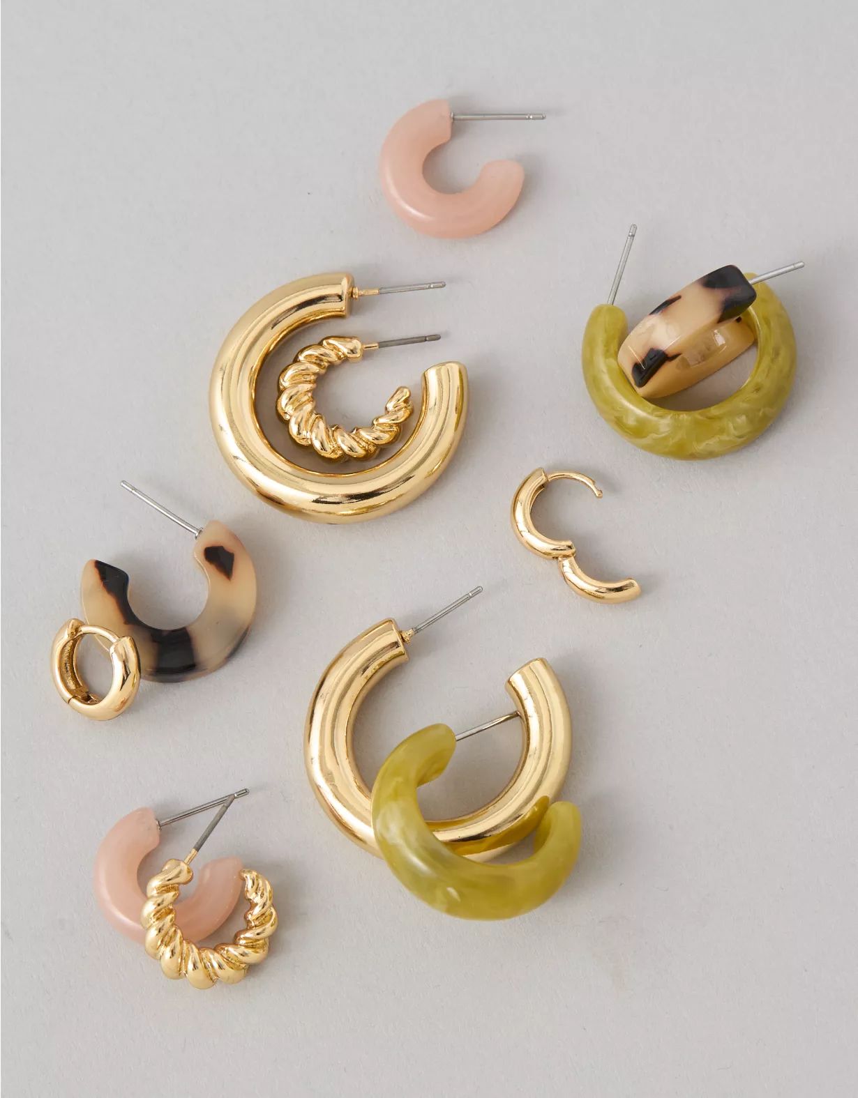 AEO Resin & Gold-Plated Hoop Earrings 6-Pack | American Eagle Outfitters (US & CA)