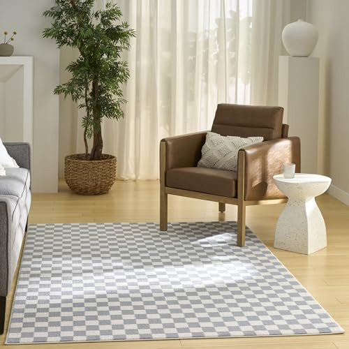 Nourison Home Serenity Home Ivory Blue 6' x 9' Area Rug - Easy Clean, Non Shedding, Bed Room, Living Room, Dining Room, Kitchen (6' x 9') | Amazon (US)
