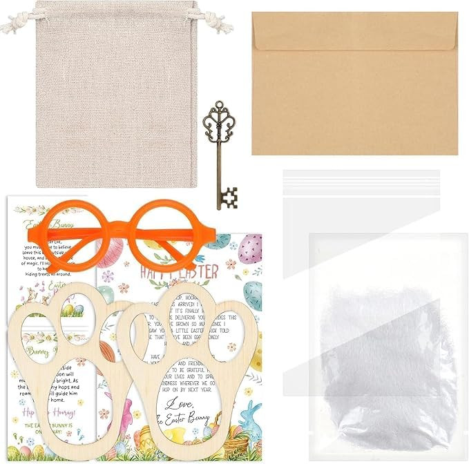 11 Pcs Easter Bunny Evidence Set Bunny Footprints Template Greeting Cards Stickers Cardboard Key ... | Amazon (US)