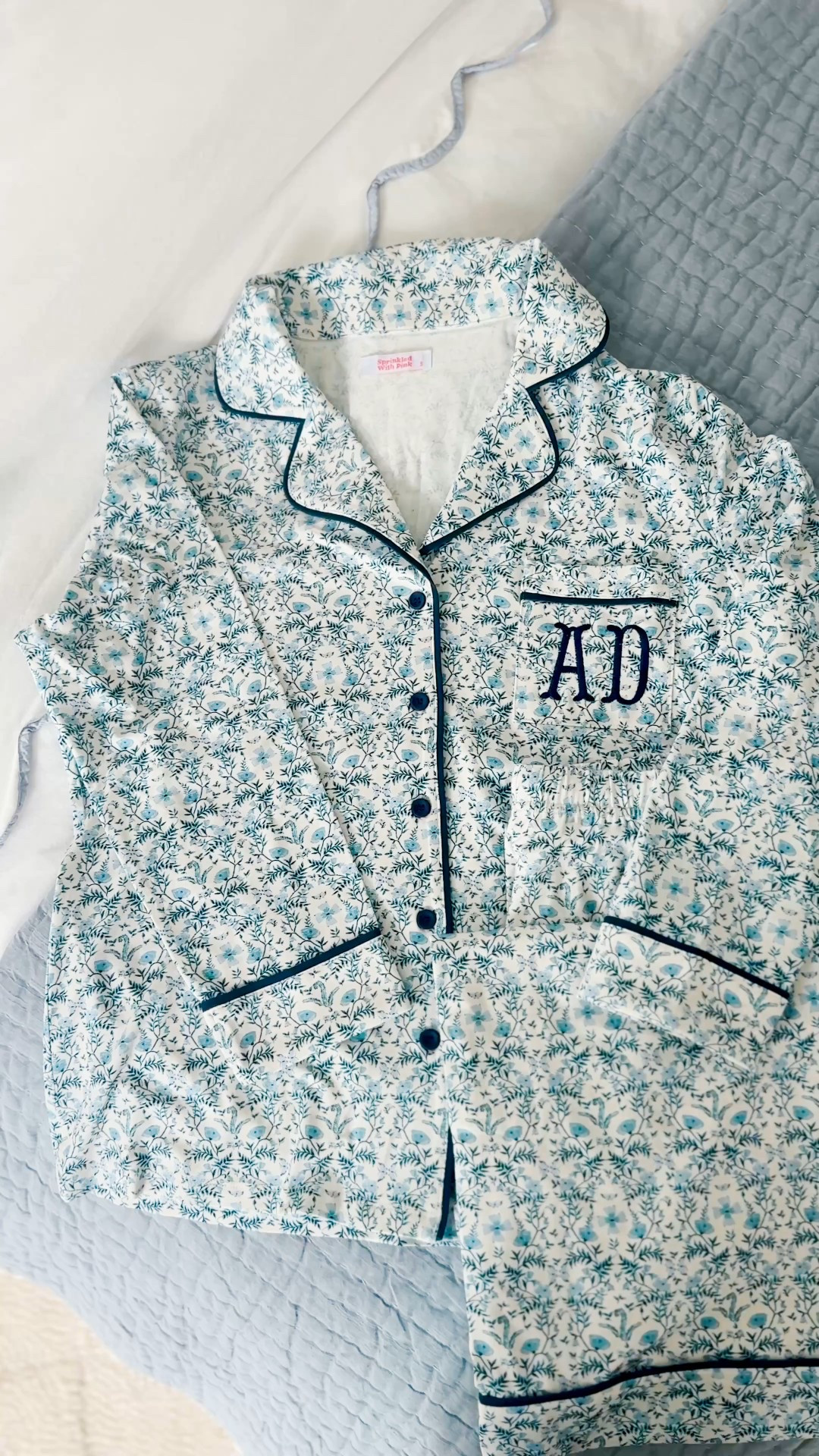 Classic coastal style monogrammed block print pjs - perfect for gift giving!