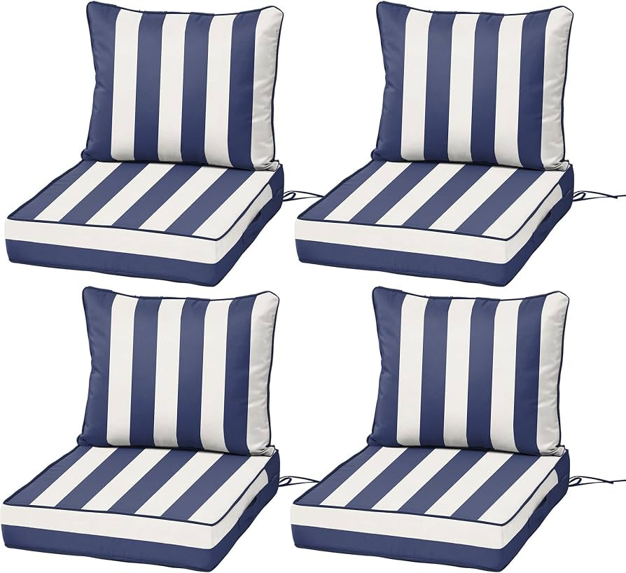 Outdoor Deep Seat Cushions Set of 4, 24x28x4 Inch Fade-Resistant Outdoor Chair Cushions, Water-Re... | Amazon (US)