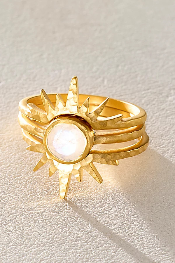 Satya Light Seeker Moonstone Starburst Nested Ring Set | Free People (Global - UK&FR Excluded)