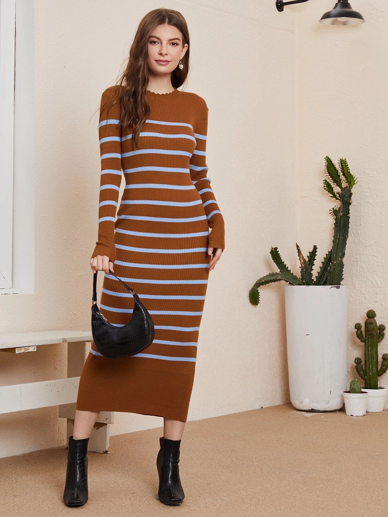 SHEIN Striped Pattern Sweater Dress | SHEIN