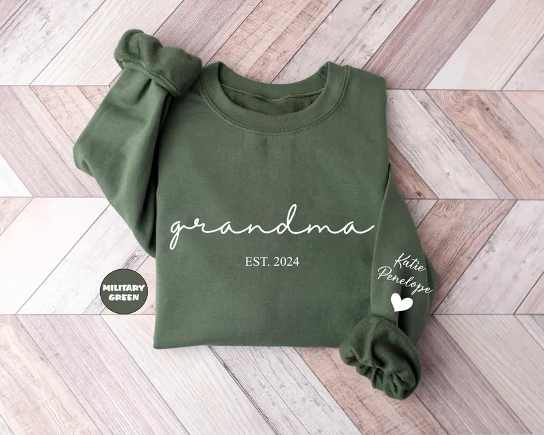 Personalized Grandma Sweatshirt, Custom Grandmother Hoodie With Grandchildren Names On Sleeve, Ne... | Etsy (US)