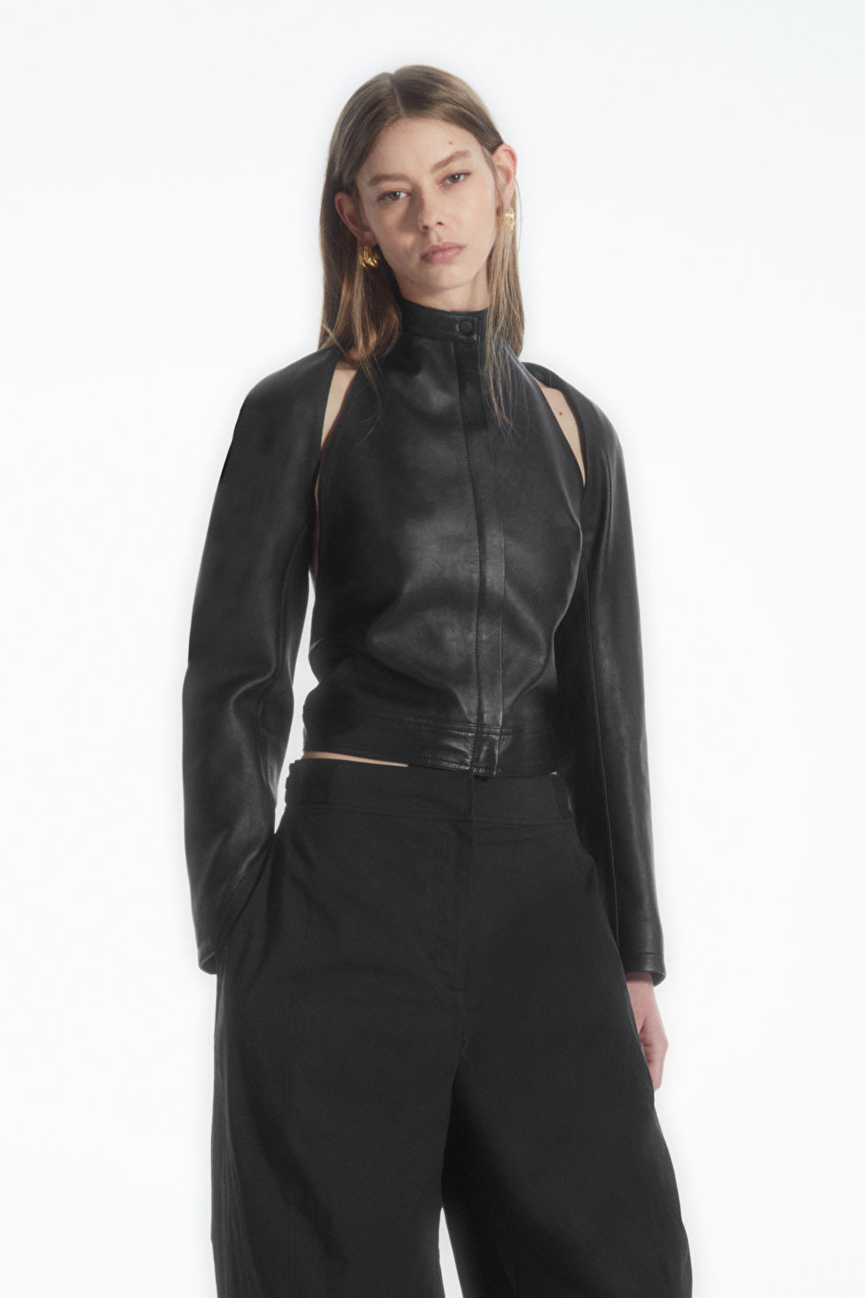LEATHER RACER BOLERO - BLACK - COS | COS (EU)
