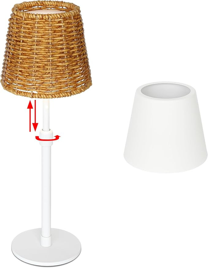 Mr.White Outdoor Waterproof Rechargeable Cordless Table Lamp with Telescopic Pole & Wicker Shade,... | Amazon (US)