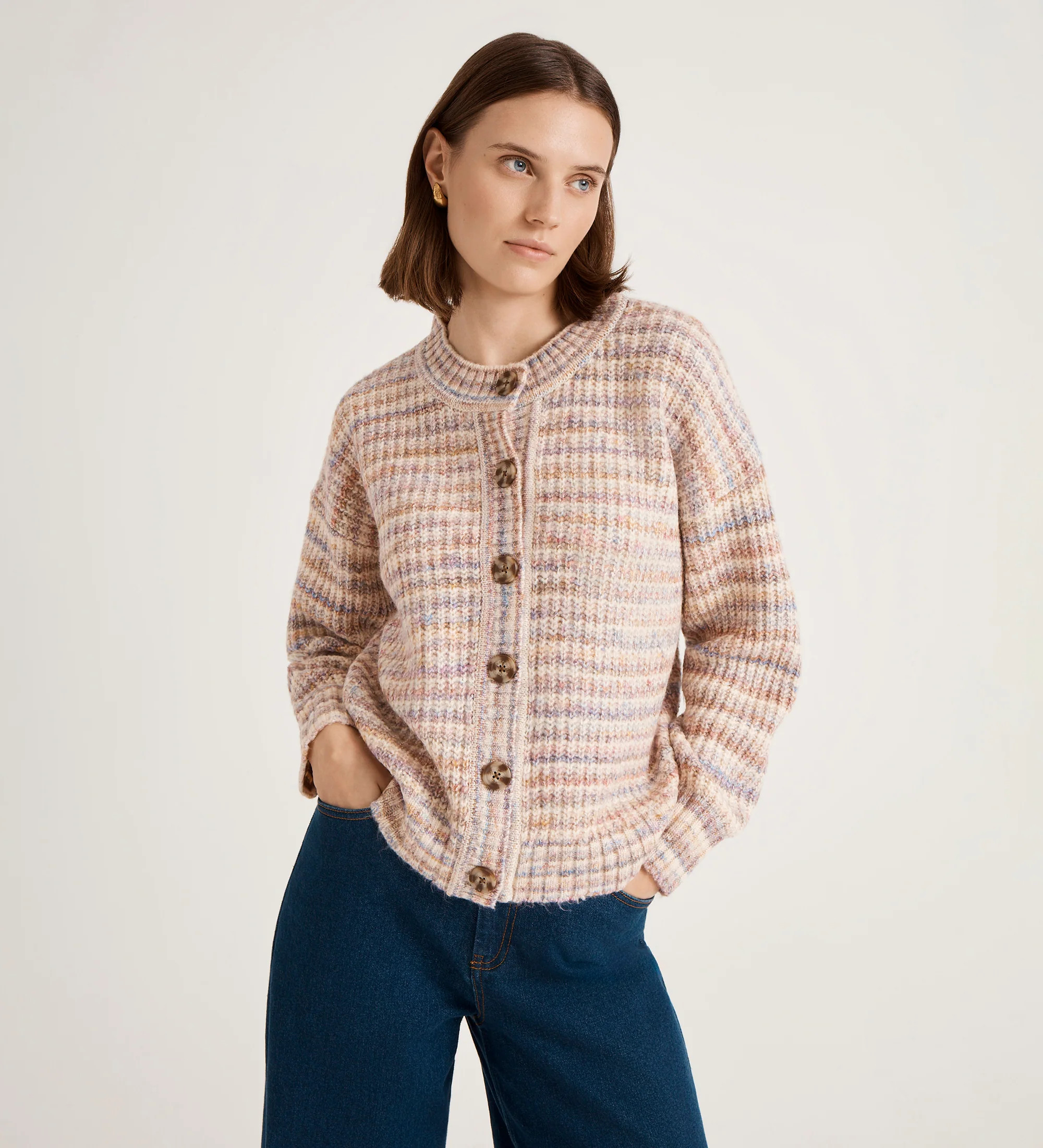 Whitney Pink Stripe Knitted Cardigan | Finery London - UK