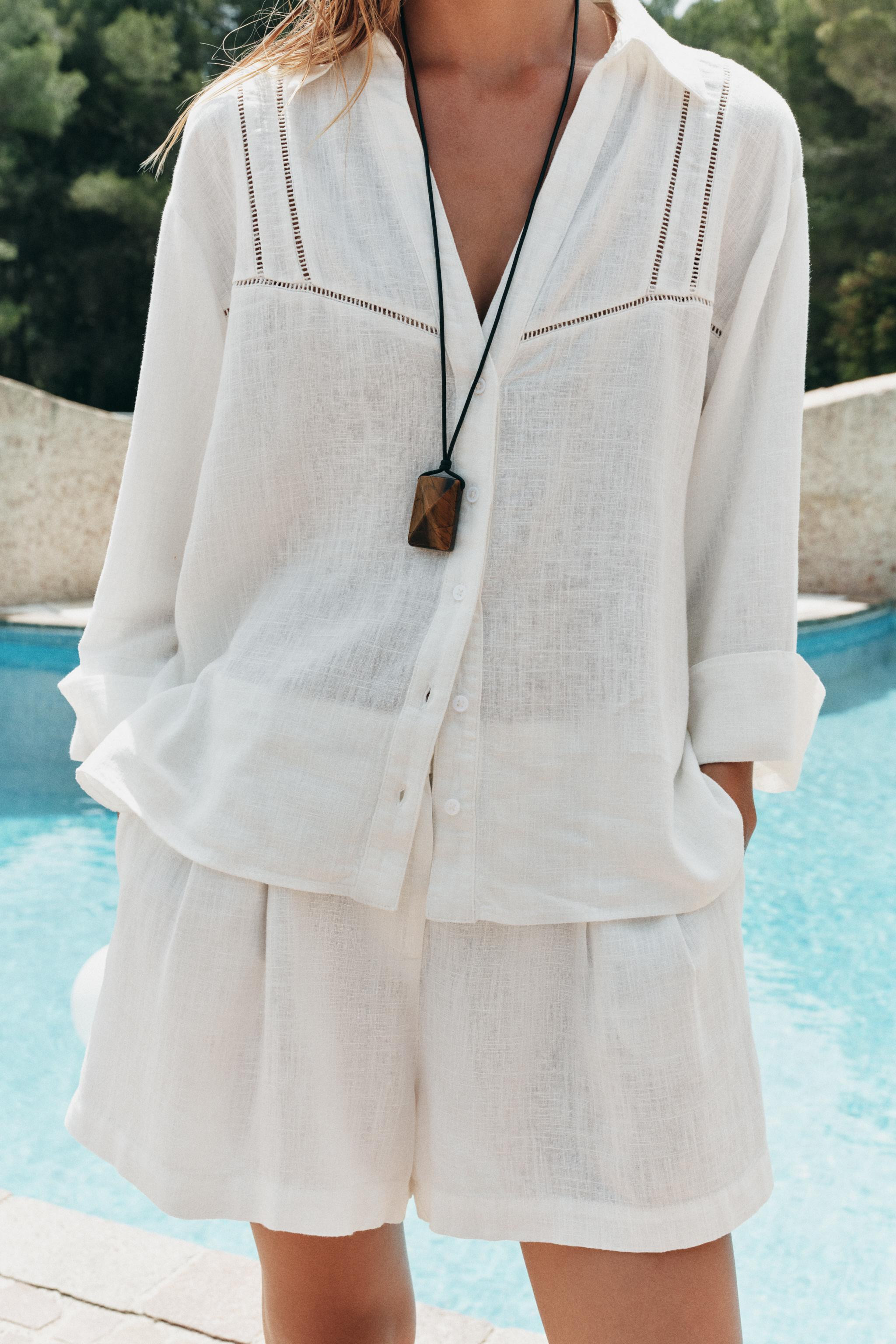 WIDE SLEEVE LACE TRIM SHIRT | Zara UK