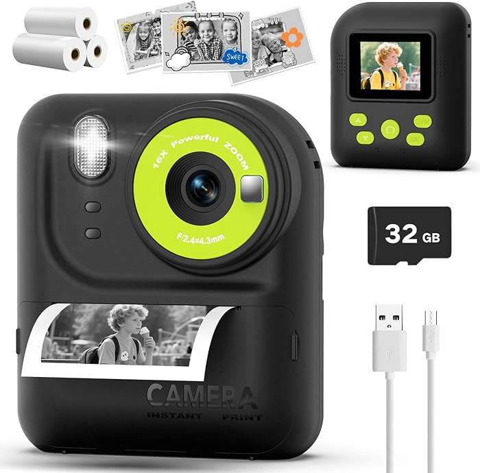 Kids Camera Instant Print Photo, Portable Thermal Printing Camera Toy with HD Digital Video, for ... | Amazon (US)