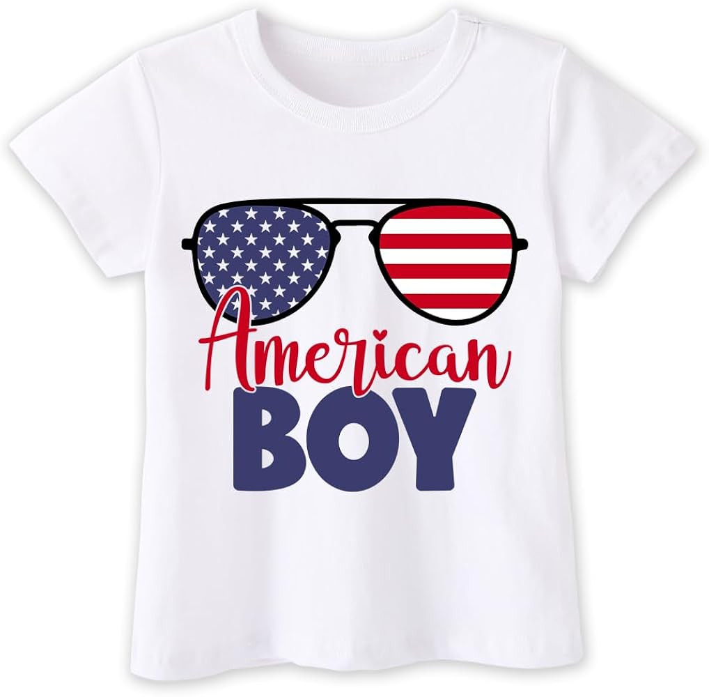 Kids Patriotic 4th of July Shirt - Funny Red White and Blue T-Shirt for Boys Girls 2-8 Years | Amazon (US)