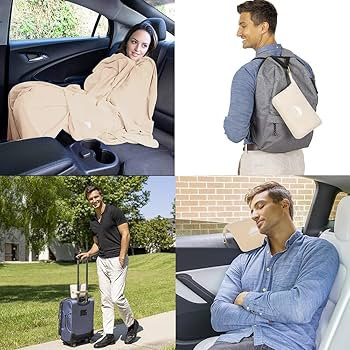 BlueHills Travel Blanket Pillow Compact Lightweight Pocket Size Airplane Traveling Essential Flig... | Amazon (US)