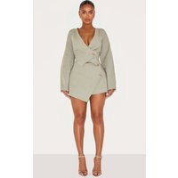 Shape Sage Woven Asymmetric Hammered Skort | PrettyLittleThing US