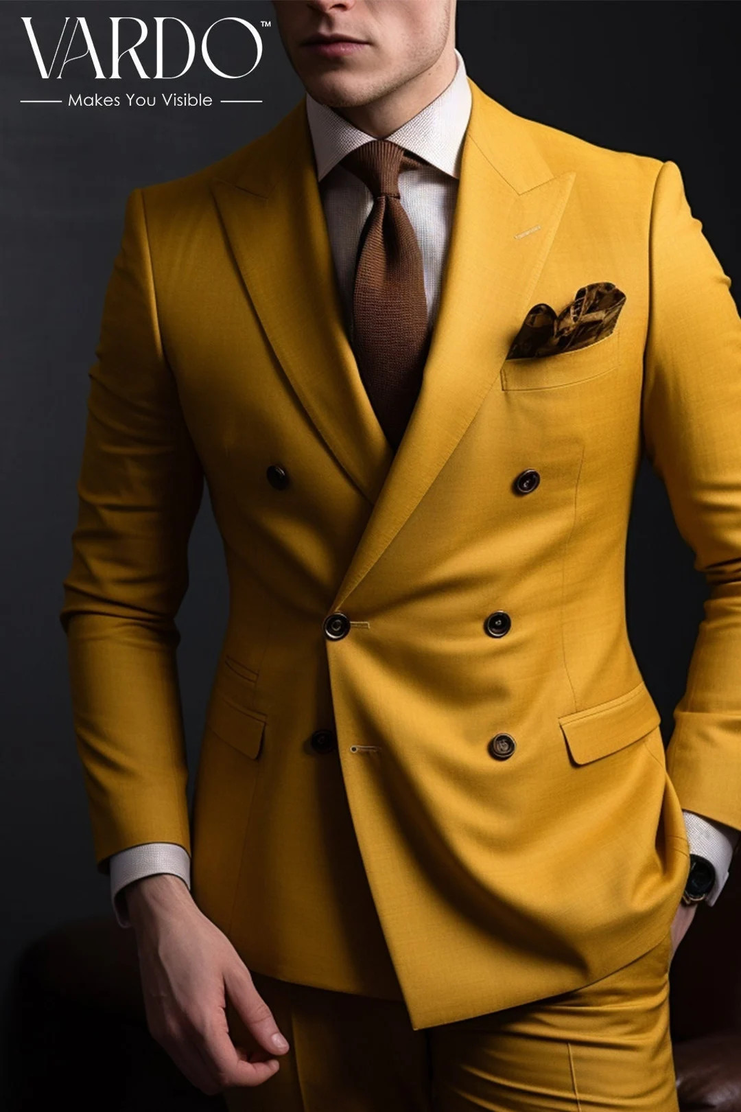 Mustard Yellow Double Breasted Suit for Men Tailored Fit - Etsy | Etsy (US)
