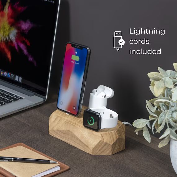 3 in 1 Charger for iPhone, Apple Watch, AirPods charging station, Family organizer, desk accessor... | Etsy (US)