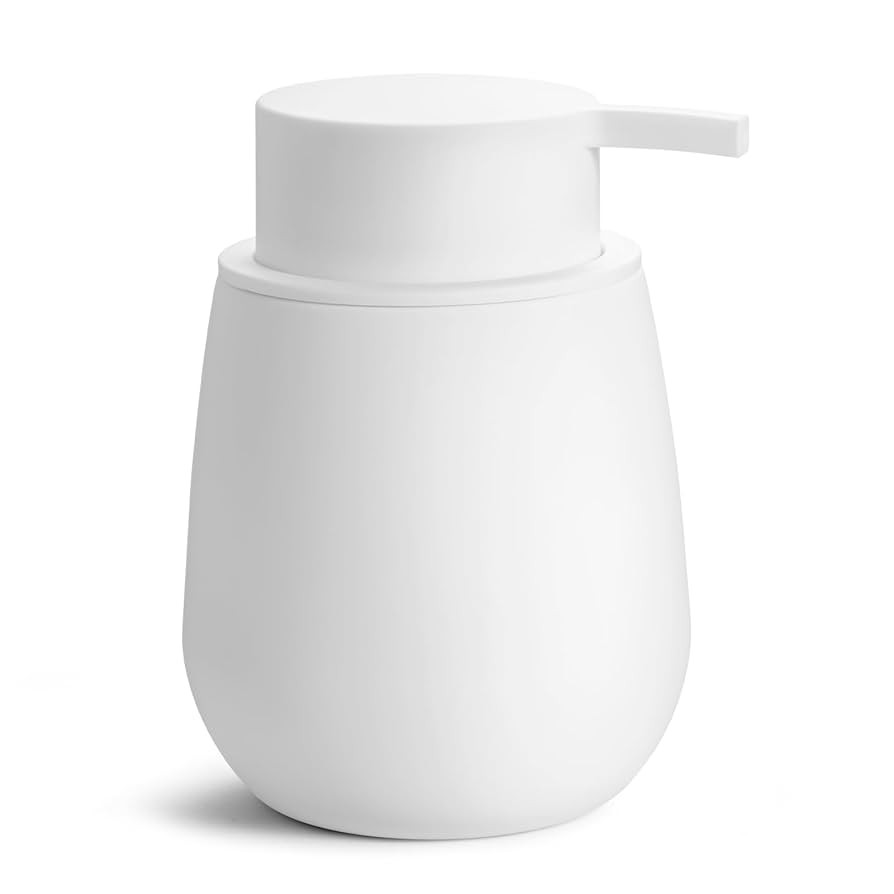 Small Matte White Hand Soap Dispenser 9.5 oz Refillable Round Cute Design for Bathroom or Kitchen... | Amazon (US)