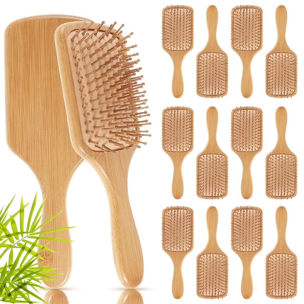 Tessco for you 12 Pcs Bamboo Hair Brushes for Women Bulk Wooden Paddle Brush Scalp Massage Bamboo... | Amazon (US)