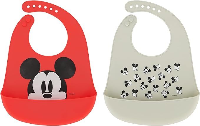 Disney 2-Pack Unisex Baby & Toddler Silicone Bibs with Food Catcher, Soft Waterproof Feeding Acce... | Amazon (US)