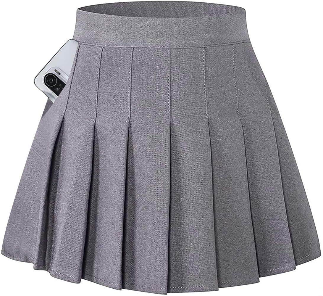 SANGTREE Women's Pleated Mini Skirt with Comfy Casual Stretchy Band Skater Skirt, US XS - US 4XL | Amazon (US)