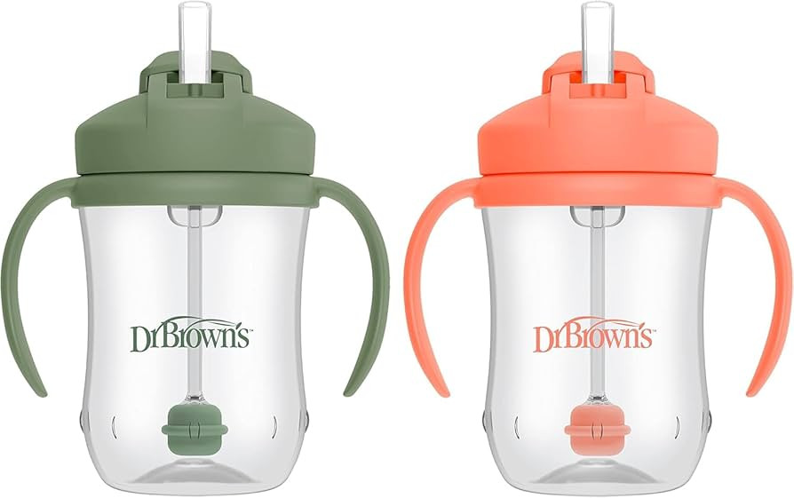 Dr. Brown's Milestones, Baby's First Straw Cup Sippy Cup with Straw, 6m+, 9oz/270ml, 2 Pack, Cora... | Amazon (US)