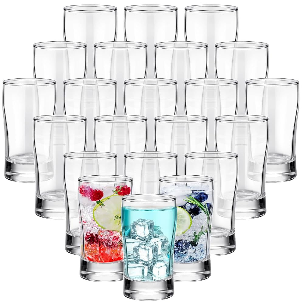 Bokon 24 Pcs Beer Glasses, Small Juice Glasses Cups Iced Tea Glasses Heavy Base Glassware Clear G... | Amazon (US)