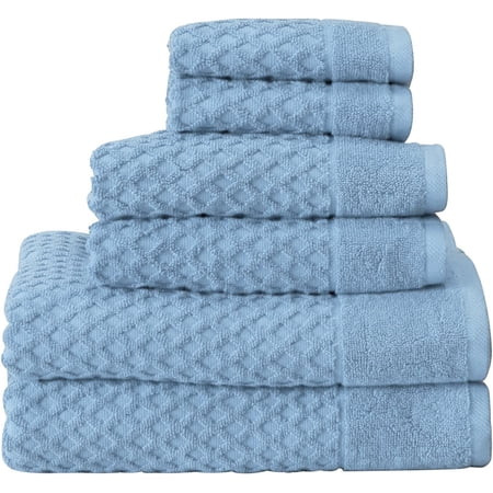 Simpli-Magic 8-Pc Bath Towel Set Cotton Diamond Waffle Towels for Bathroom, Blue | Walmart (US)