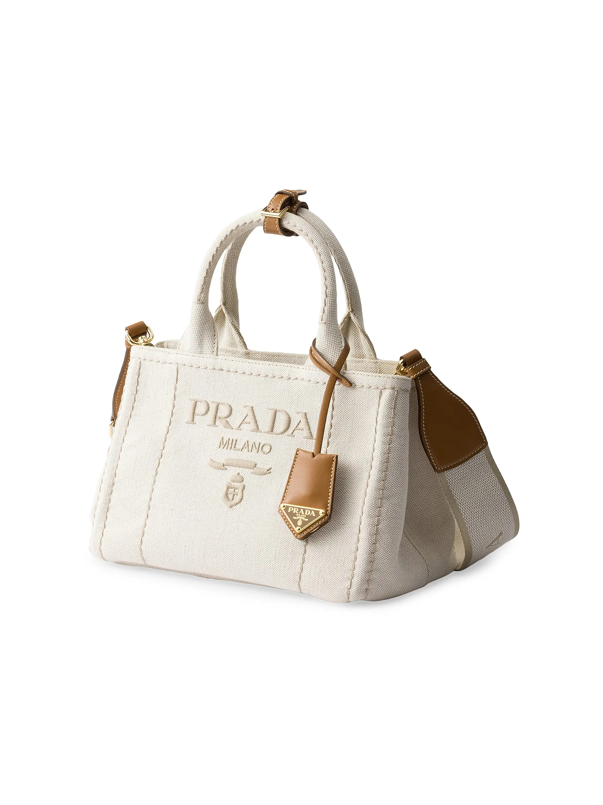 Prada Small Linen Blend Top Handle Bag | Saks Fifth Avenue | Saks Fifth Avenue