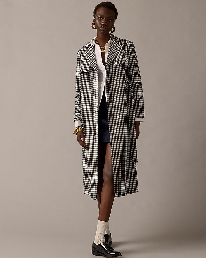 Collection Harriet trench coat in English gingham wool blend | J. Crew US