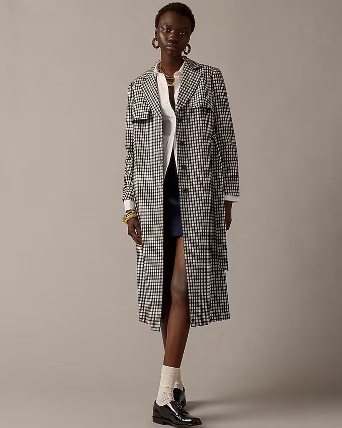 Collection Harriet trench coat in English gingham wool blend | J.Crew US