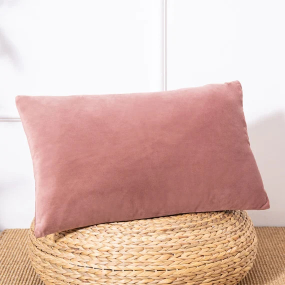 Velvet Lumbar Throw Pillow COVER 12x20''  Dusty Pink | Etsy | Etsy (US)