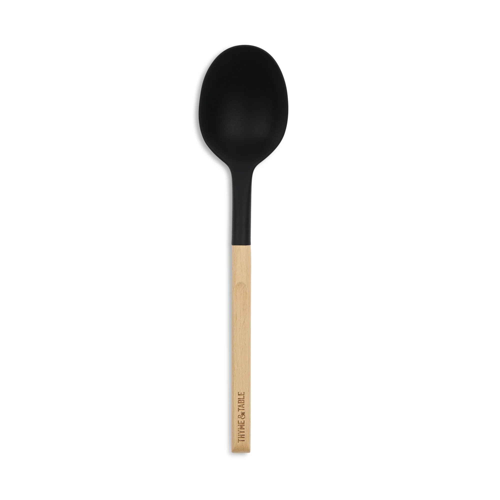 Thyme & Table Wooden Handled Silicone Supreme Collection Spoon, Black | Walmart (US)