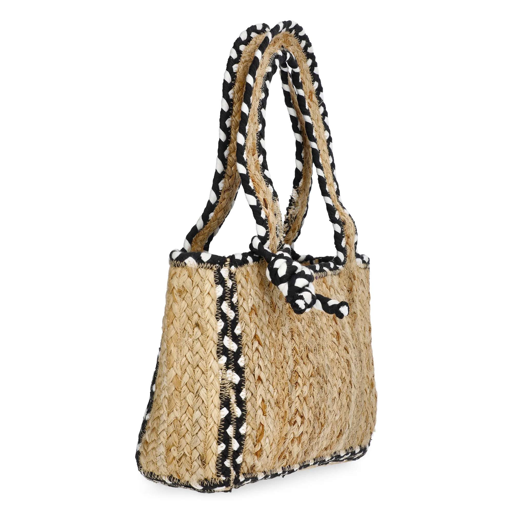 No Boundaries Women's Mini Jute Tote, Black | Walmart (US)