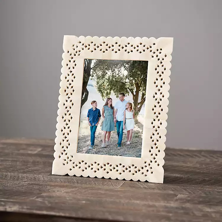 Scalloped Wood and Bone Picture Frame, 5x7 | Kirkland's Home
