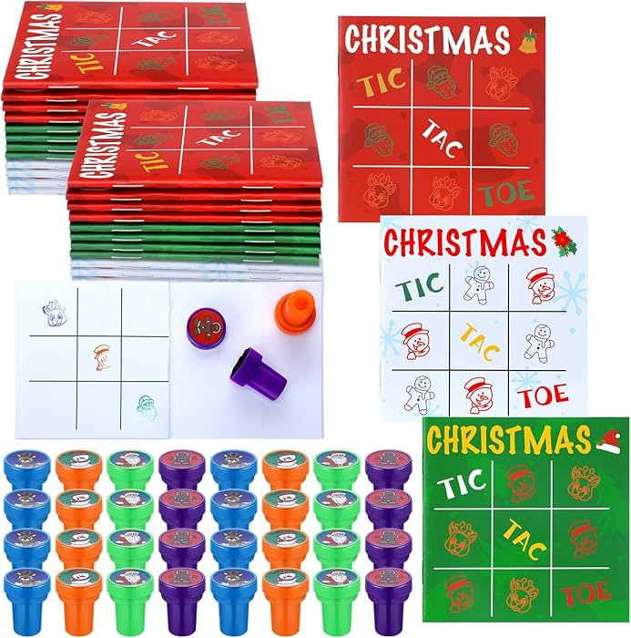 36 Pcs Tic Tac Toe Board Games with Christmas Stampers Set, 12 Tic Tac Toe Game Notepads and 24 S... | Amazon (US)