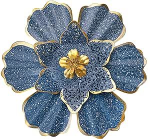 Blue Metal Flower Wall Decor Boho Metal Wall Art Decorations Hanging For Indoor Outdoor Home Bath... | Amazon (US)
