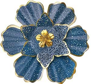 Blue Metal Flower Wall Decor Boho Metal Wall Art Decorations Hanging For Indoor Outdoor Home Bath... | Amazon (US)