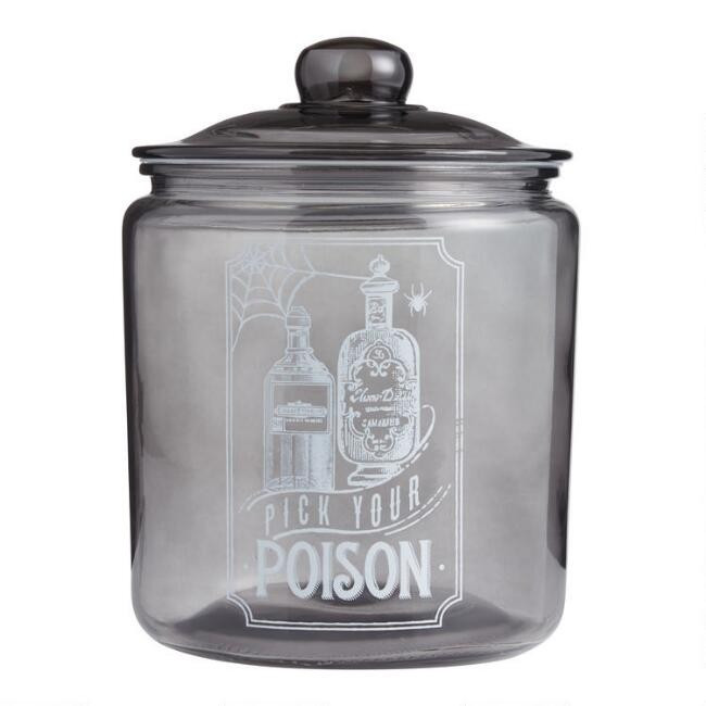 Black Glass Pick Your Poison Treat Jar | World Market