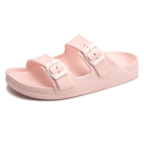 FUNKYMONKEY Women's Comfort Slides Lightweight Beach Sandals, Pink, 10 | Amazon (US)